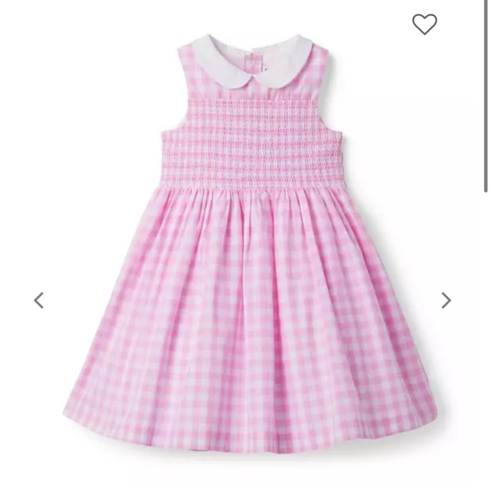 Janie and Jack Pink Gingham Smocked Peter Pan Collar Kids Dress